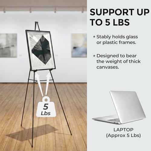 Nicpro 3 Pack 63 Inches Easel Stand for Sign, Black, with Carry Bags | Lightweight Metal Poster Stand, Adjustable Portable Foldable Easels for Display, Signs, Posters, Painting, Wedding Signs