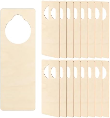 16 PCS 9.5"x 3.25" x 0.1" Unfinished Wooden Door Knob Hangers - Blank for DIY Crafts, Ideal for Home, Hotel & Office Decor