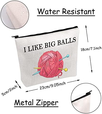 JXGZSO Crochet Supplies Knitting Project Bag - I Like Big Balls Make Up Bag Funny Knitting Gift