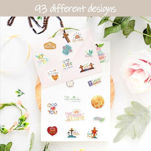 LINAYE 24 Sheets Christian Jesus Stickers for Kids Adults, Waterproof Adhesive Inspirational Jesus Faith Religious Bible Verse Stickers Bulk for Boys Girls Kids Version 2.0