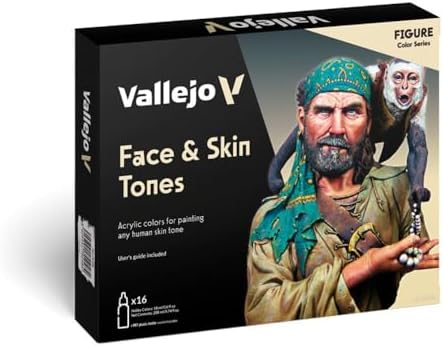 Vallejo - Face & Skin Tones Acrylic Paint Set | Model Color | Figure Color Series Historical Miniature Kit to Achieve Historical Accuracy with Artist-Grade Pigments | 16 Bottles x 18 ml (0.60 fl.oz.)