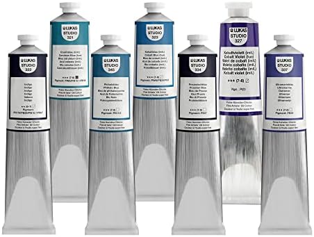 Lukas Studio Artist Oil Color Paints - High-pigment oil paint made with natural binder for artist, painting, & more! - [Blues and Violets - 200 mL]