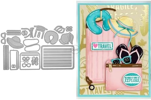 Patchwork Travel Suitcase Metal Cutting Dies for Card Making