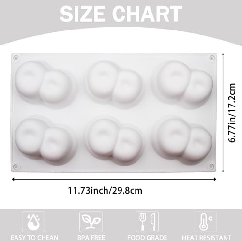 3D Cherry Silicone Molds, 6 Cavity Cherry with Double Design Molds for Mousse, Chocolate, Candy, French Dessert, Ice Cube, Pudding, Cake Decoration
