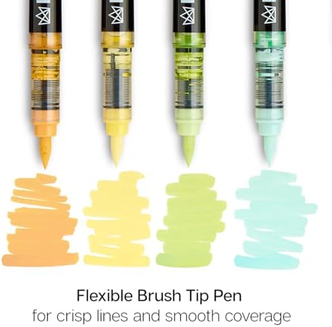KINGART Acrylic Paint Markers Brush Tip, 12 Pastel Colors. Water-based, no-bleed, waterproof pens with automatic ink control for rock, egg, wood, fabric, glass & DIY crafts
