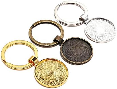25pcs Round Bezel Pendant Trays Setting Cabochon Blank Base for DIY Crafting Photo Jewelry Findings Making Accessories 25mm(Gold)