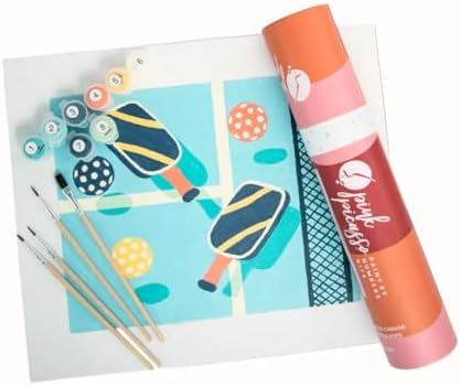 Pink Picasso Paint by Number Kit, All Ages, 8x10, Drink Club - Pickleball | Mid Century Modern Collection, Acrylic Paints and Brushes included, Pre-printed high quality canvas, DIY art kit, Gift-ready