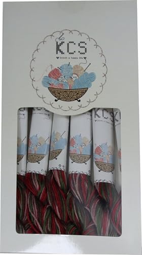 KCS Big skeins of 25 Meters Size 25 Color Variegated Cross Stitch Stranded Threads,6 skeins,4518