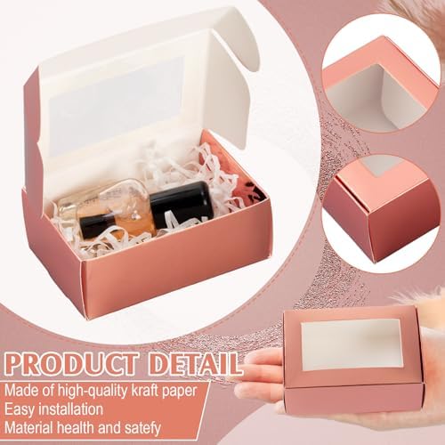 Zonon 60 Pcs Mini Kraft Soap Boxes with Window Homemade,Rose Gold