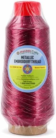 Mandala Crafts Metallic Maroon Embroidery Floss for Sewing, 3281 Yard Spool