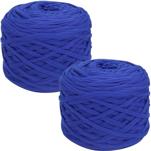 800g T-Shirt Yarn, 260 Yards Elastic Crochet DIY Sapphire Blue