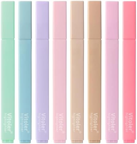 Vitoler Bible Highlighters Assorted Colors,8 Pack,Soft Chisel Tip | cute bright colol,long lasting for bible study,Journaling Planner Notes School Supplies