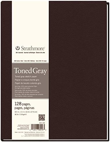 Strathmore 469-108 Hardbound Art Journal, 128 Pages, 8.5 by 11", Toned Gray