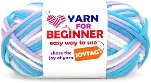 50g Rainbow Beginner Crochet Yarn for Crocheting and Knitting Multicolor Cotton Crochet Yarn for Beginners(Purple White Blue)