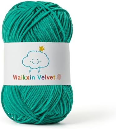 Fluffy Chenille Yarn for Crocheting，Baby Yarn for Crocheting Soft，50g/1.76oz Velvet Amigurumi Yarn ，Fingering Weight Yarns for Crocheting Baby Blankets、DIY Craft.(Deep Sea Green)