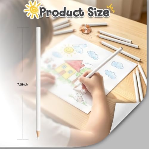 12 PCS White Colored Pencils, Pre-sharpened Professional Wooden Art Pencils Set for Artists Painting | Premium Drawing Sketching Supplies