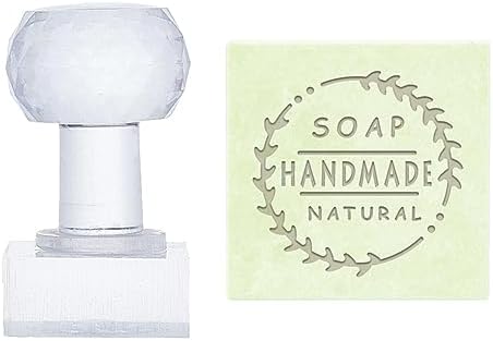 PH PandaHall Handmade Soap Stamp, Letter Stamping Imprint Stamp 1.3 Inch Square Natural Soap Chapter Soap Stamp with Handle for DIY Handmade Soap Envelope Invitation Cards Craft Making