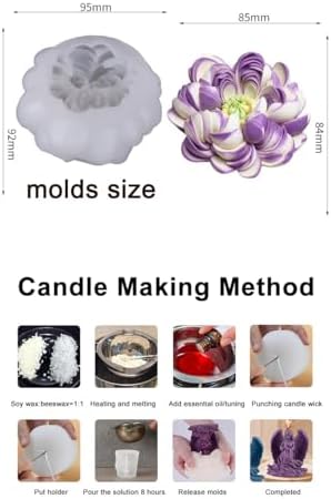 Konrisa Large Peony Resin Casting Mold for Candles Making, Silicone Candle Molds Aromatherapy Candles Handmade Wax Home Decoration