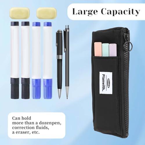 Notebook Pencil Pouch, Elastic Pen Holder for Notebook Zipper Small Pencil Holder Pouch with Adjustable Elastic Band Slim Pencils Bag Journal Pen Holders for Office Home Stationary Supplies