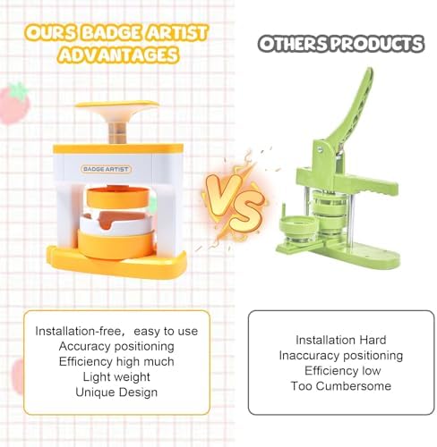 Button Maker Machine 55mm/2.16in, Pin Maker Machine Kit for Kids, Orange