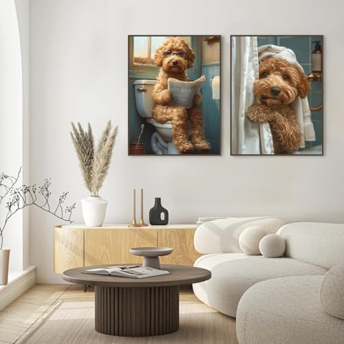 KYOQFVN 2 Pack Dog Paint by Numbers with Frame, Adult Paint by Number Kits on Canvas with Wooden Easel - Easy Acrylic Oil Painting for Home Wall Decor8x12inch