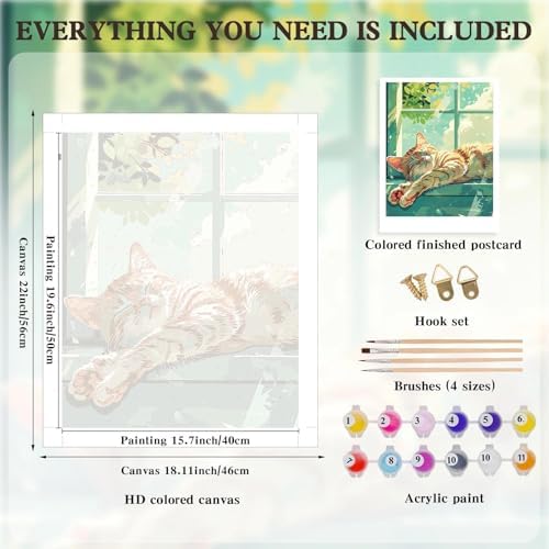 Alptiny Sleeping Cat Paint by Numbers Kit for Adults Beginner, 16x20 Inch