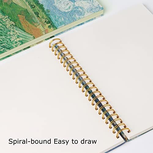 Van Gogh Aesthetic Art Mixed Media Sketchbook,A4 Spiral-Bound SketchbookMarker Paper Pad, 80 Pages of Premium 200 GSM Smooth Thick Paper, Mixed Media Sketch Book Drawing and Sketching for Kids Adults