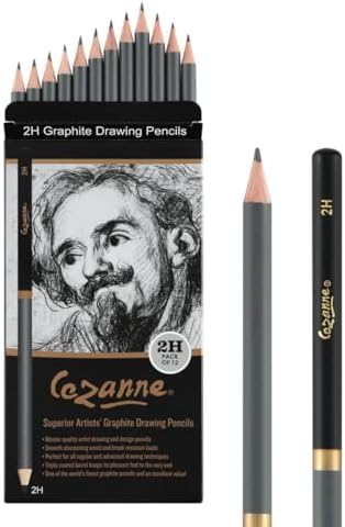 Cezanne Graphite Drawing Pencils Set - 2H, Set of 12 Break-Resistant Graphite Lead, Easy-to-Sharpen Sketch Pencils, Master Artist Quality Graphite Pencils for Technical and Artistic Drawing