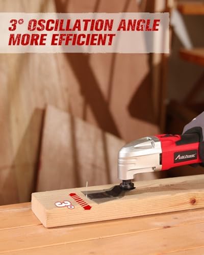 AVID POWER Oscillating Tool 3°Oscillation Angle 22,000 OPM Oscillating Saw | Universal Interface, 12 Oscillating Multi Tool Accessories, for Light Duty Cutting, Grinding, Sanding, Scraping - Red