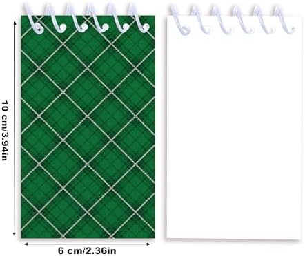 24Pcs Green Mini Spiral Notebooks Green Plaid Buffalo Mini Small Notepads DIY Crafts for St. Patrick's Theme Party School Office Rewards Favors Supplies
