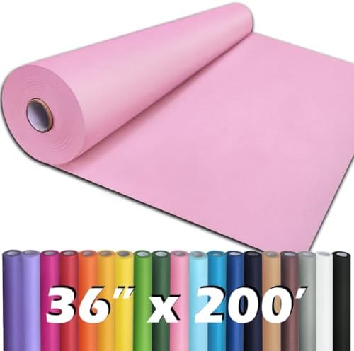 PerkHomy 36" x 2,400" (200') Light Pink Kraft Paper Roll for Craft Bulletin Board Paper Art Table Covering Crafting Gift Wrapping Bouquet Packing Parcel 80GSM 55LB (Light Pink, 36" x 200')