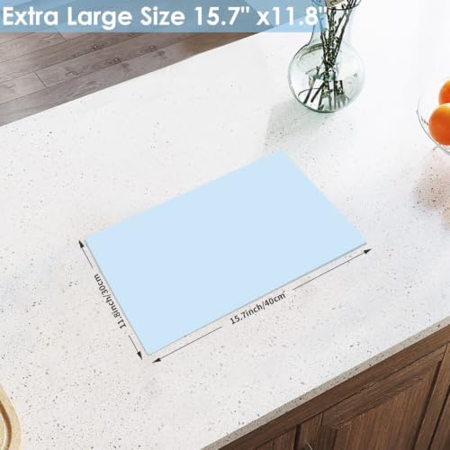 11.8''x15.75'' Silicone Mats, Food Grade Silicone Pad Table Mat for Crafts, Kids Placemat, Silicone Heat Resistant Mat Kitchen Counter Mat for Baking Pastry, Light Blue, 1Pack