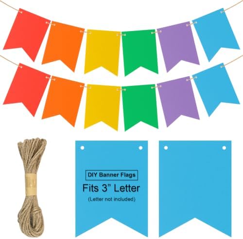 MixTeach 120 pcs Paper Banner Flags Cutouts Colorful Swallowtail Banners