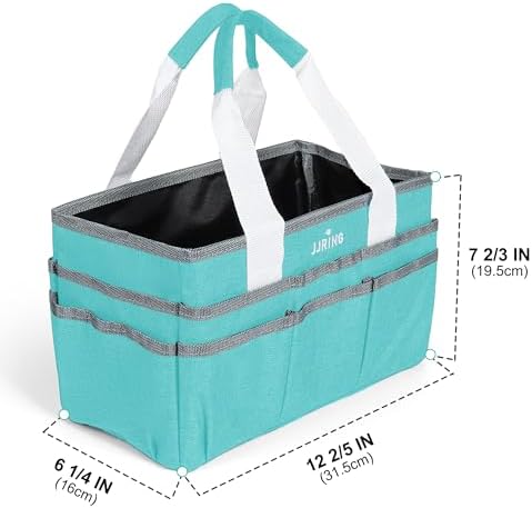 JJRING Craft Organizer Tote Bag Art Storage Caddy Sky Blue | With Multiple Pockets For Sewing, Scrapbooking, School, Medical, And Office Supplies