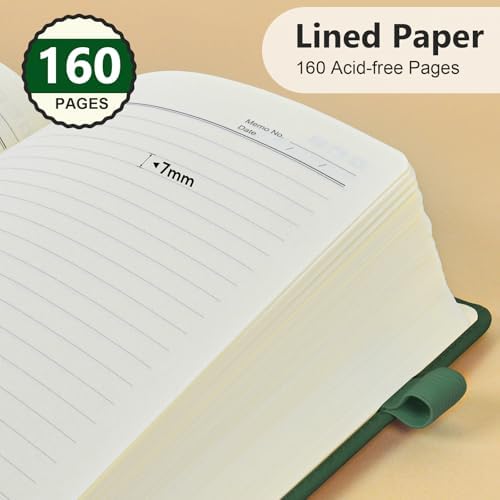 Lined Notebook 5.9"x8.5", Hardcover Leather Journal for Women Men,160 Pages | Medium Size 100 Gsm Writing Journal, Leather Journaling Notebooks for Work School Business Travel Note taking & Daily Diary