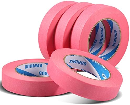 Pink Painters Tape,1 inch x 60 Yards x 5 Rolls (300 Yards Total)