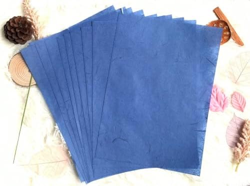 A5 50 Sheets Natural Fiber Mulberry Tree, Mulberry paper Sheets Square Origami, Arts Folding Craft, Decoration, Paper for DIY Crafts. 8.3" x 5.8" (.Blue Tone, A5)