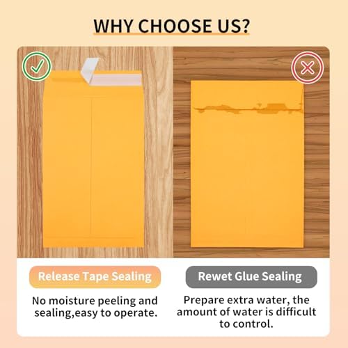 Joyberg 6x9 Envelopes Self Seal, Yellow Envelopes 6x9 Printable, Catalog Mailing Envelopes 6 x 9 Tear Resistant, Kraft Envelope for Mailing Letters, Documents, Photos, Invitation Cards