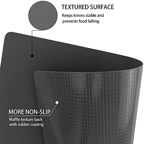 ZVP Plastic Cutting Boards for Kitchen, Flexible Cutting Mats, Gradient Gray Chopping Boards with Food Icon, Non-Slip, Non Porous, BPA Free, Dishwasher Safe