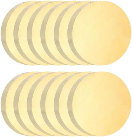uxcell 12Pcs Brass Round Plate, 0.08"(2mm) Thick 0.6"(15mm) Dia H65 Brass Round Disc Blank Metal Sheet Copper Circle Disc for Metal Stamping DIY Crafts