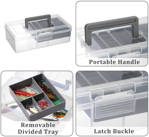 JUXYES Clear Art Craft Supply Storage Bin Sewing Box With Handle Lid