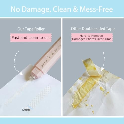 Scrapbooking Double Sided Tape Roller, 5-Pack Craft Adhesive Glue Runner - Multipurpose Journaling Supplies for Scrapbooking, Gift Wrapping, Photo Mounting, School Office & Crafts