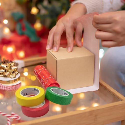 Colored Masking Tape 8 Rolls 0.7 Inch x 13 Yard Kids DIY Craft Set, Colored Tape for Classroom & Party Decorations Art Projects, Labeling or Coding, Assorted Color Coded and Home Painting