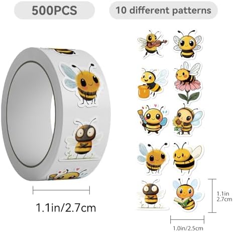 500Pcs Bee Stickers Waterproof Vinyl Decals