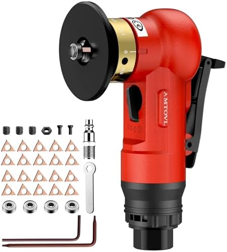 AMTOVL Pneumatic Chamfering Tool, Mini Air Chamfer Tool W/ 10C & 10R Blades | Chamfer Tool with 10 C-Angle & 10 R-Angle Blades, 45° 30000 RPM Chamfering Tool for Metal and Wood with 1/4" Air Inlet