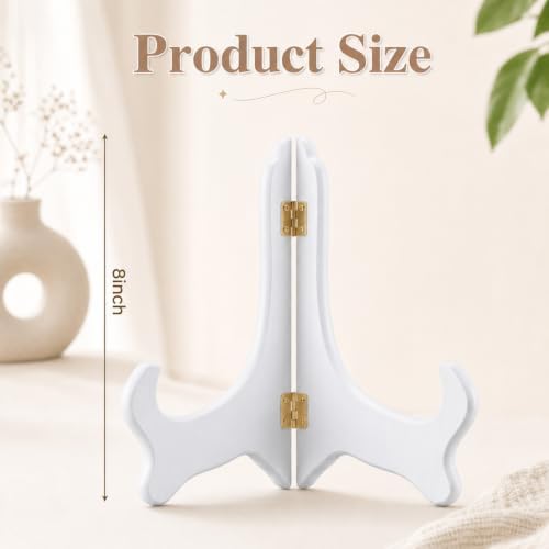 Tatuo 2 Packs Wooden Plate Stands for Display Easel Holders, 8 Inch, White