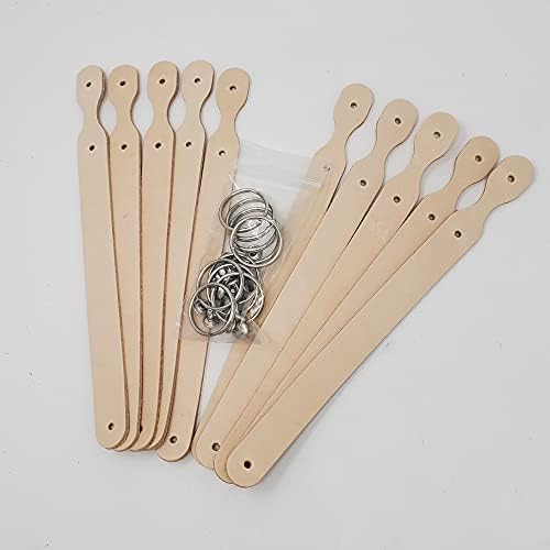 10 Pack Natural Leather Keychains Kit - Craft Projects - DIY Leather Key Fobs - Great for Stamping, Tooling, Engraving - Made in USA