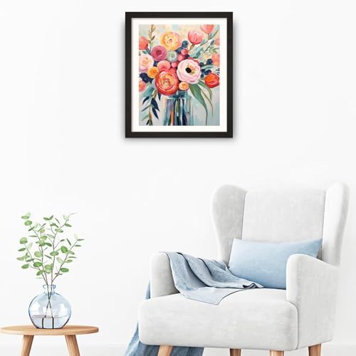 Natuyalo Flowers Paint by Numbers Kit for Adults - Flowers in a Vase Paint by Number on Canvas Without Frame, DIY Acrylic Painting for Ideal Gift Home Wall Decor (16x20 Inch)