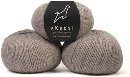 100% Baby Alpaca Yarn for Knitting & Crocheting - Set of 3 Skeins of Premium Yarn DK - Lightweight, Hypoallergenic & Thermal Peru Made - Ideal for Delicate Projects (M032 - Warm Grey)