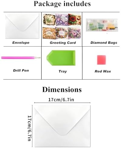 ACSAUMMY DIY Diamond Birthday Greeting Cards Art Kits with Envelopes 6pcs Flower Diamond Painting Kits 5D Gem Art Blank Birthday Diamond Painting Greeting Cards Assortment for Family Friends Colleague